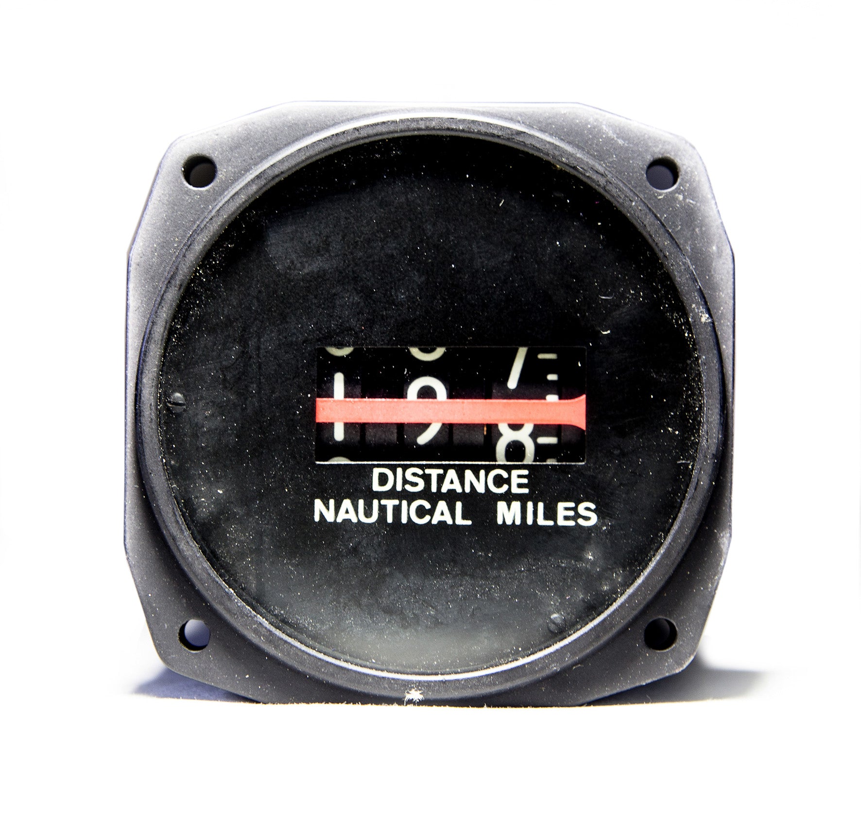 Instrument de distance en milles marins DBA Air Equipement, pour aviation des années 1970, utilisé pour mesurer la distance en mer.