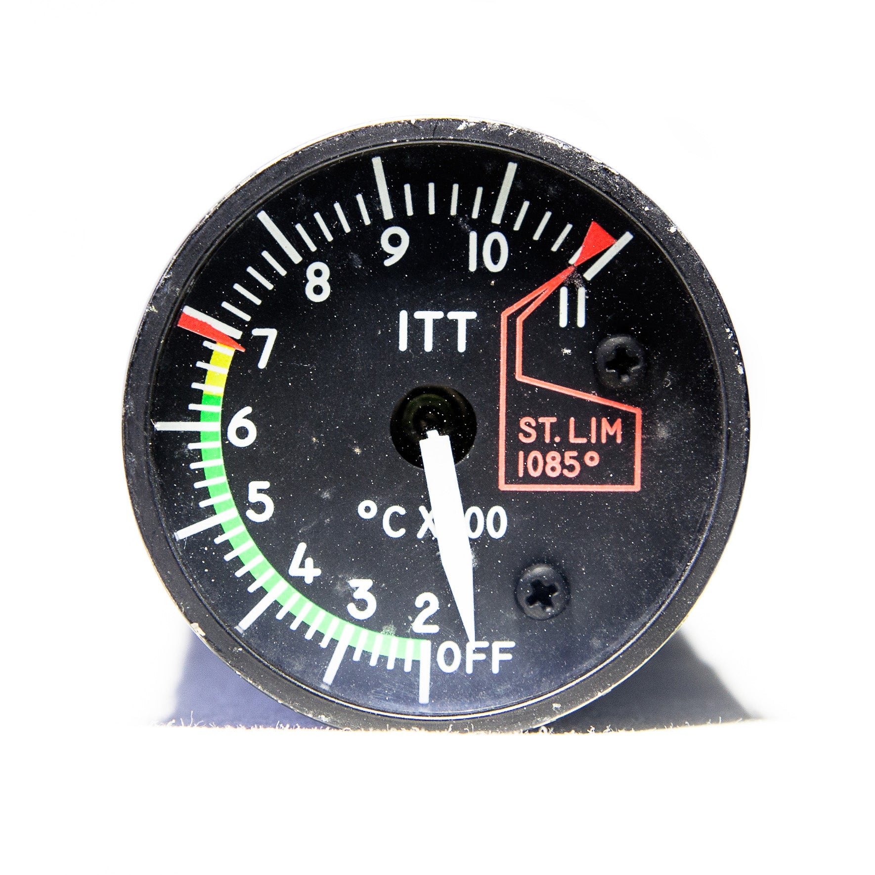 Instrument de mesure de température intermédiaire de turbine, modèle des années 1970, fabriqué par Ma boutique, avec cadran et capteur.
