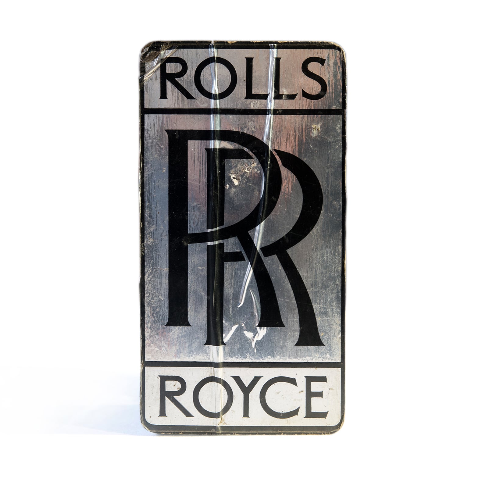 Poignées de concession Rolls Royce des années 1980, métal chromé, détails élégants, pour véhicule de collection.