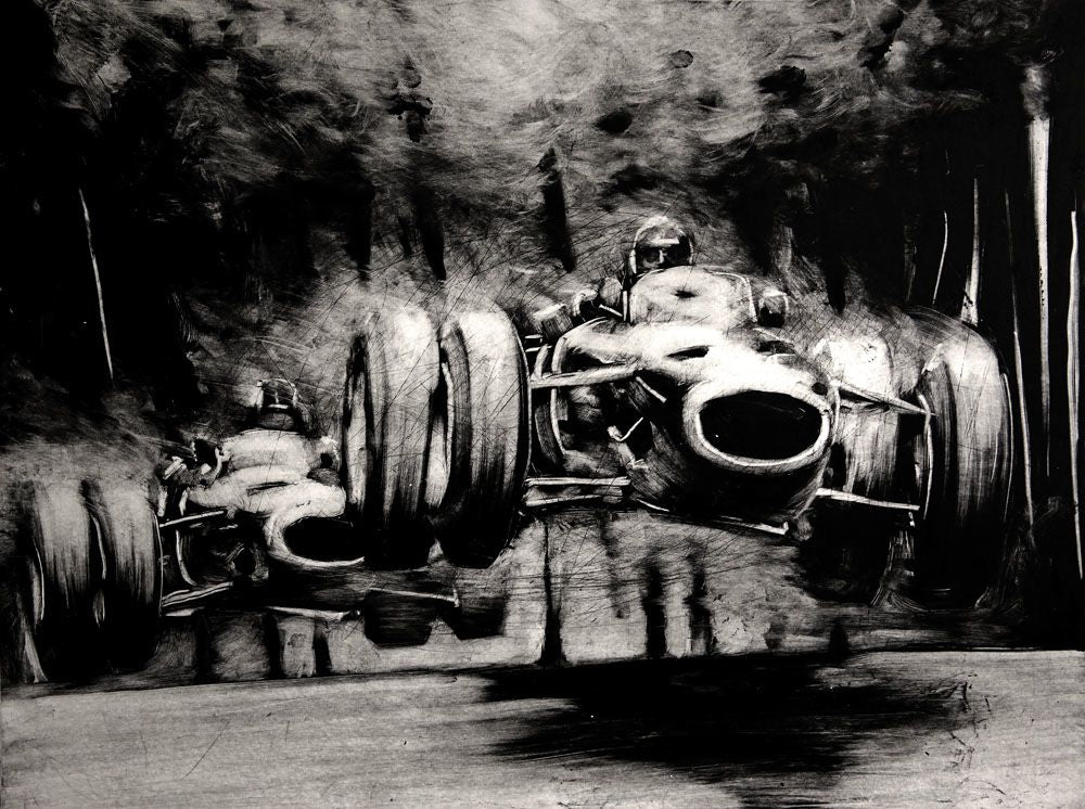 Monotype “Denis Hulme & Jack Brabham, les bondissantes au Grand Prix du Nurburgring 1966“