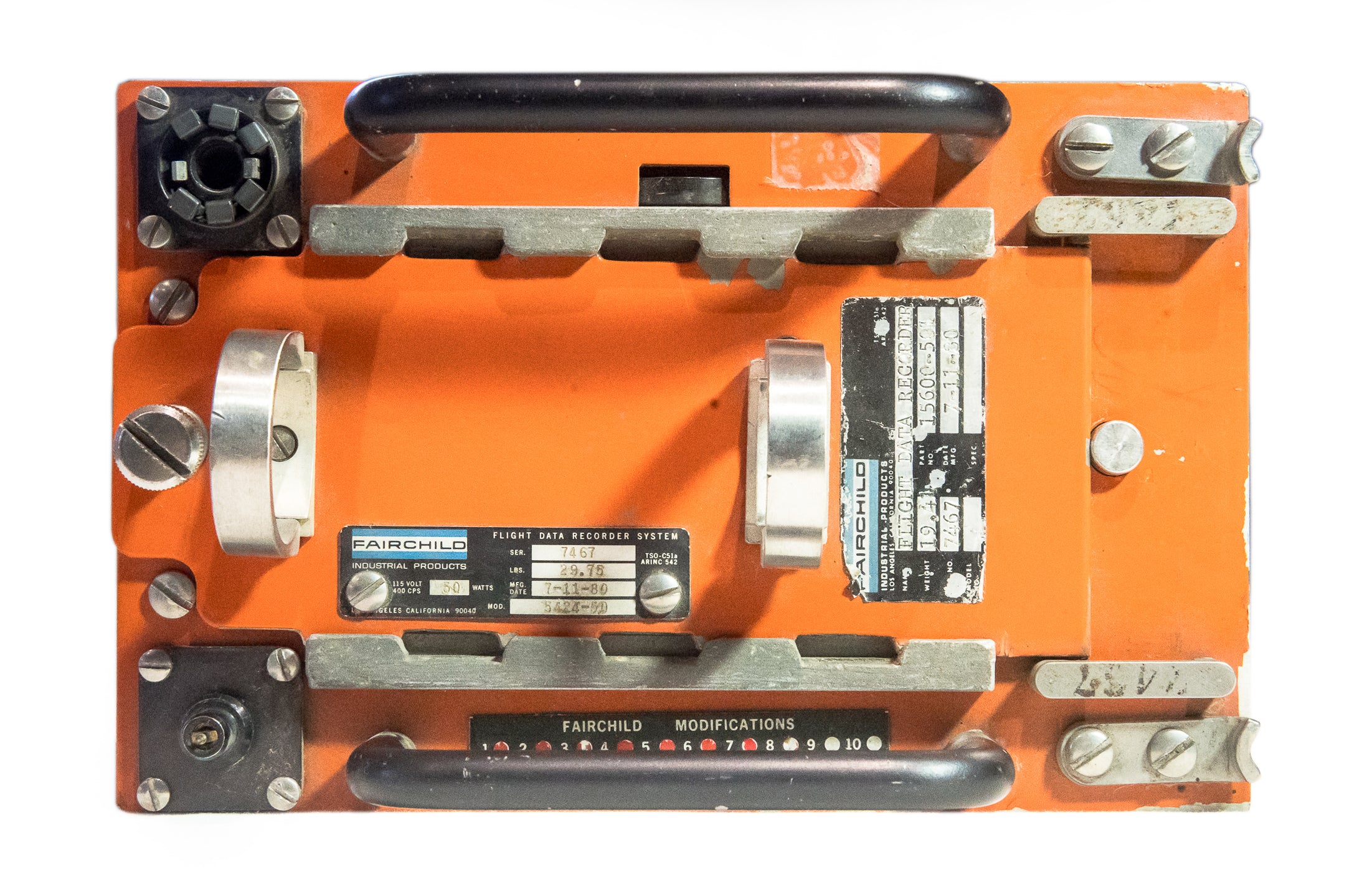 Ensemble de 2 boîtes noires d'un Boeing 727 de Libyan Arab Airlines, période 1970