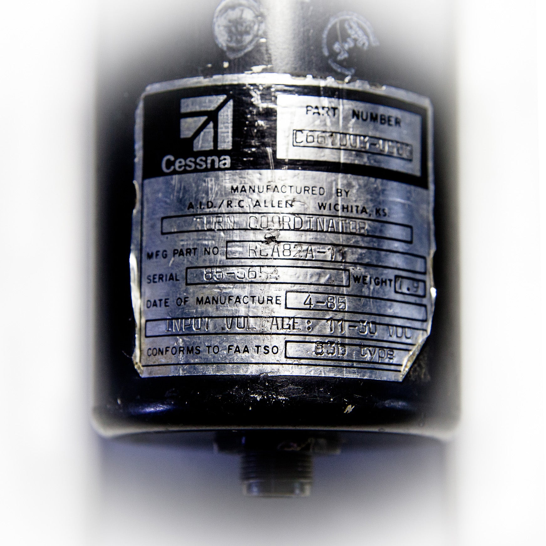 Indicateur de virage Cessna, période 1980