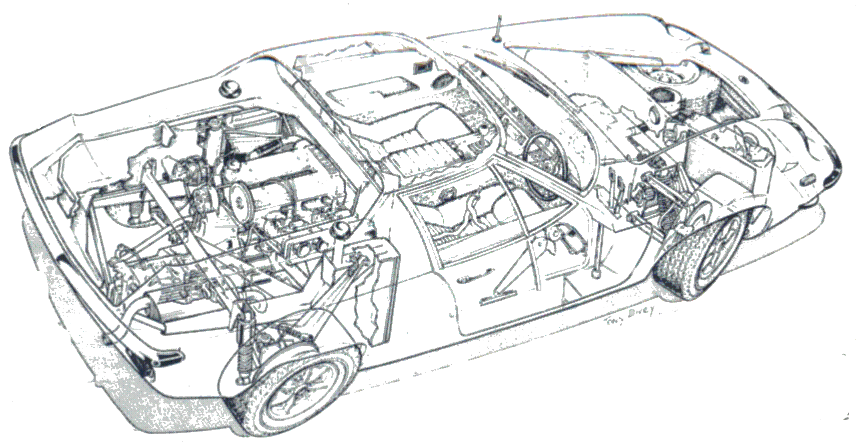 Voiture Lotus Europa Special TC de 1974, modèle classique en couleur rouge, vue de face avec détails du design vintage.