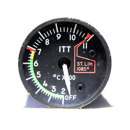 Instrument de mesure de température intermédiaire de turbine, modèle des années 1970, fabriqué par Ma boutique, avec cadran et capteur.